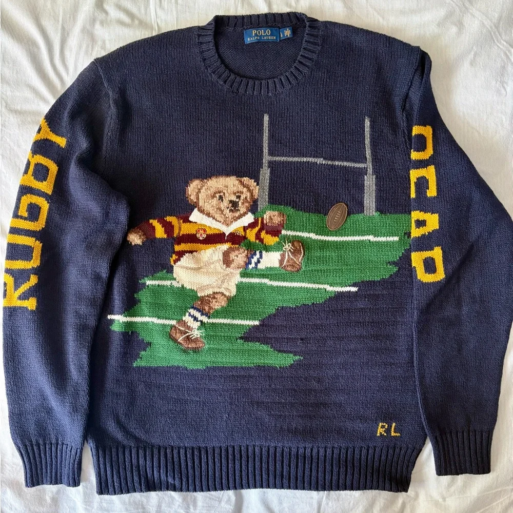 Polo by Ralph Lauren Navy Rugby Bear Sweater - Picture 1 of 2